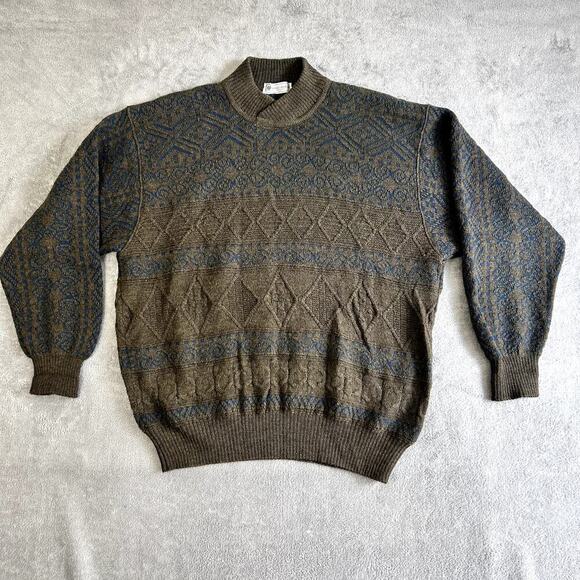 Charles Jourdan Made in Italy Wool Alpaca Aztec Cable Knit Sweater Size L - Picture 1 of 9
